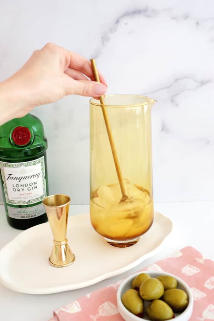 stirring a dry martini
