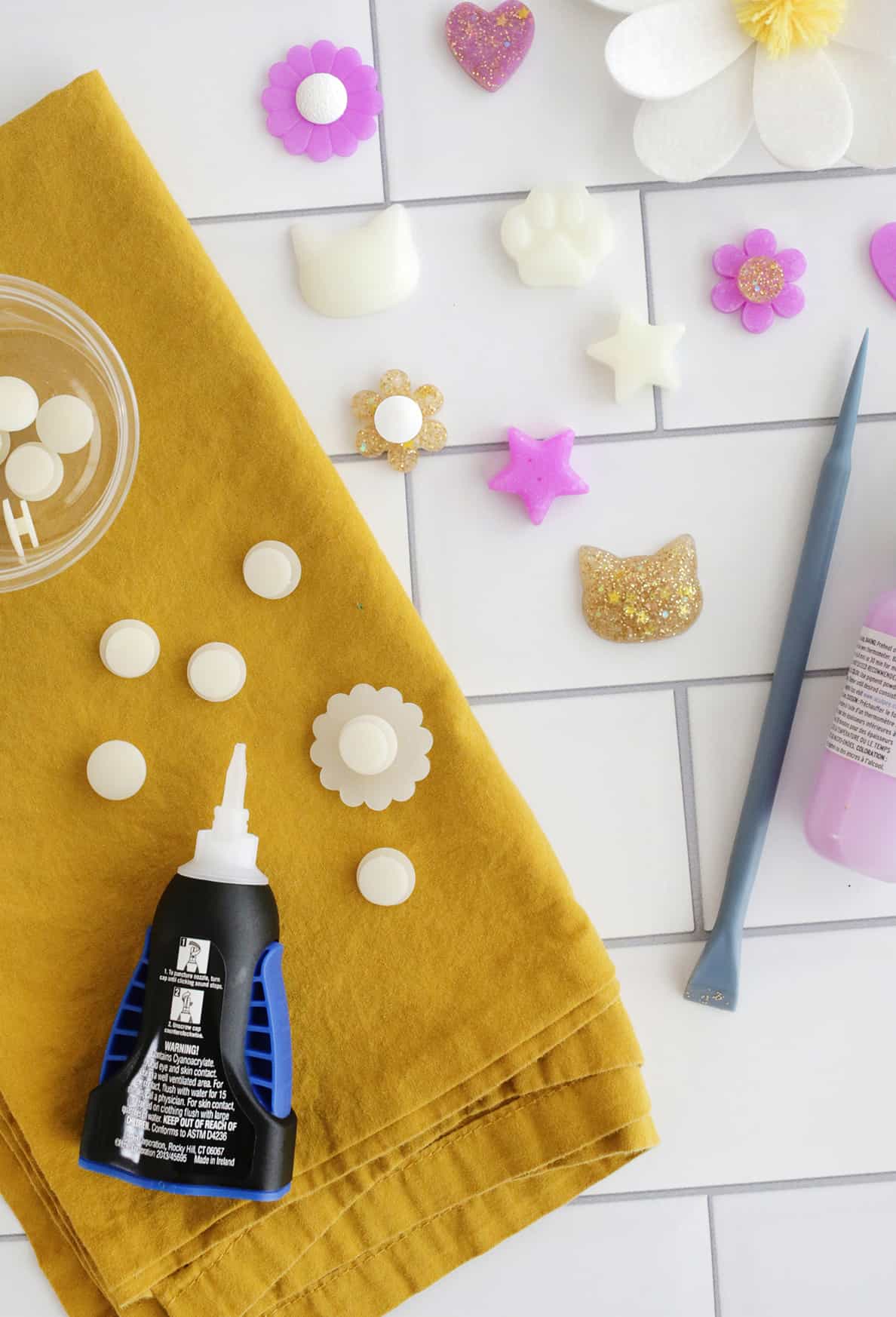 gluing the back onto croc charms